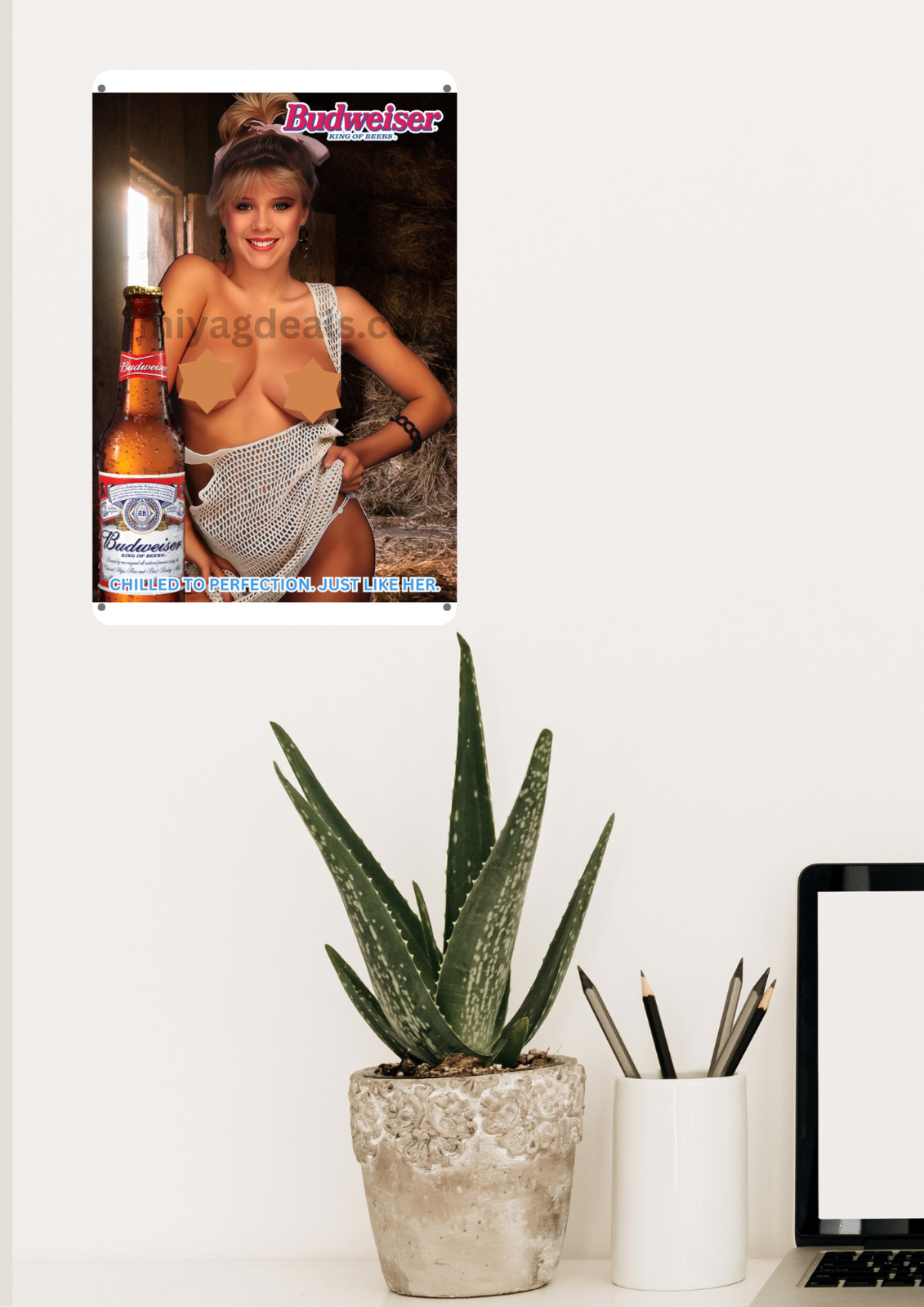 Samantha Fox King Of Beers Pin-Up Metal Sign Vintage Style Wall Decor Read Des