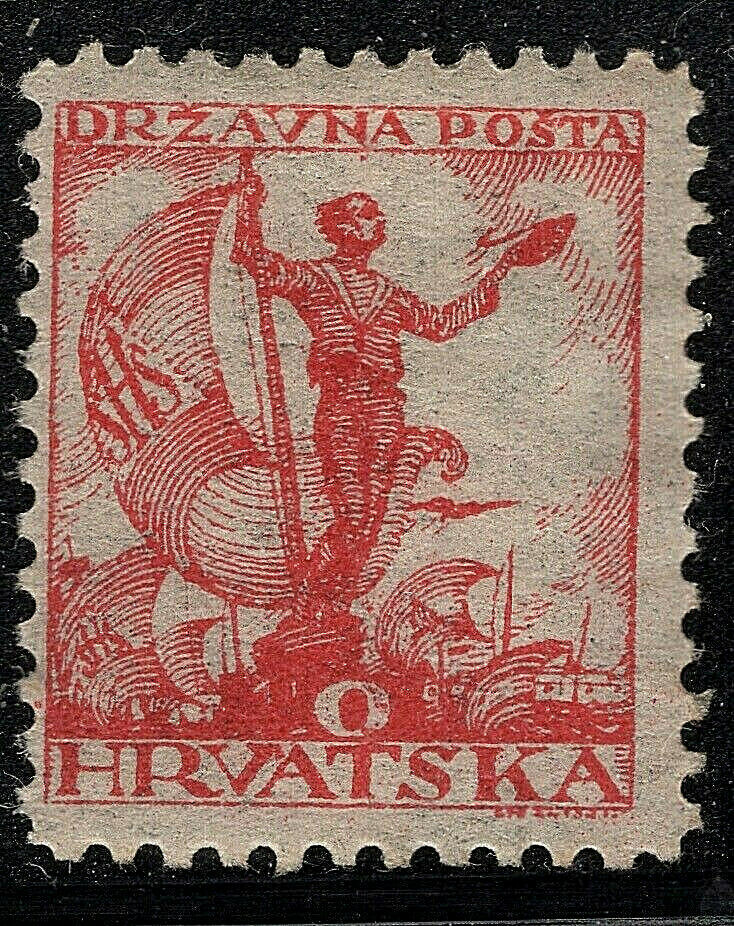 1919 Yugoslavia SHS CROATIA-SLAVONIA SC#2L35a 12 1/2 MLHOG ERROR MISSED "10" RRR