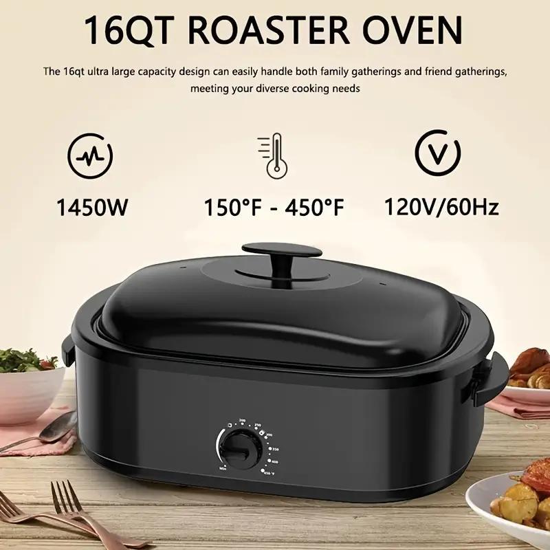 Electric Roaster Oven 16QT Turkey Roaster Oven w/ Self-Basting Lid , Steel Rack