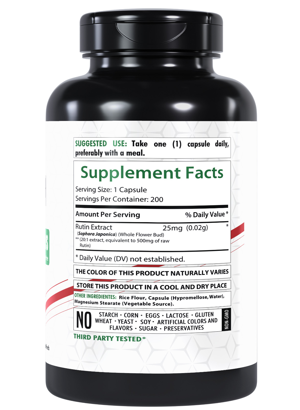 HealthFare Rutin 500mg Rutoside Bioflavonoid 200 Caps Vascular Health USA Made