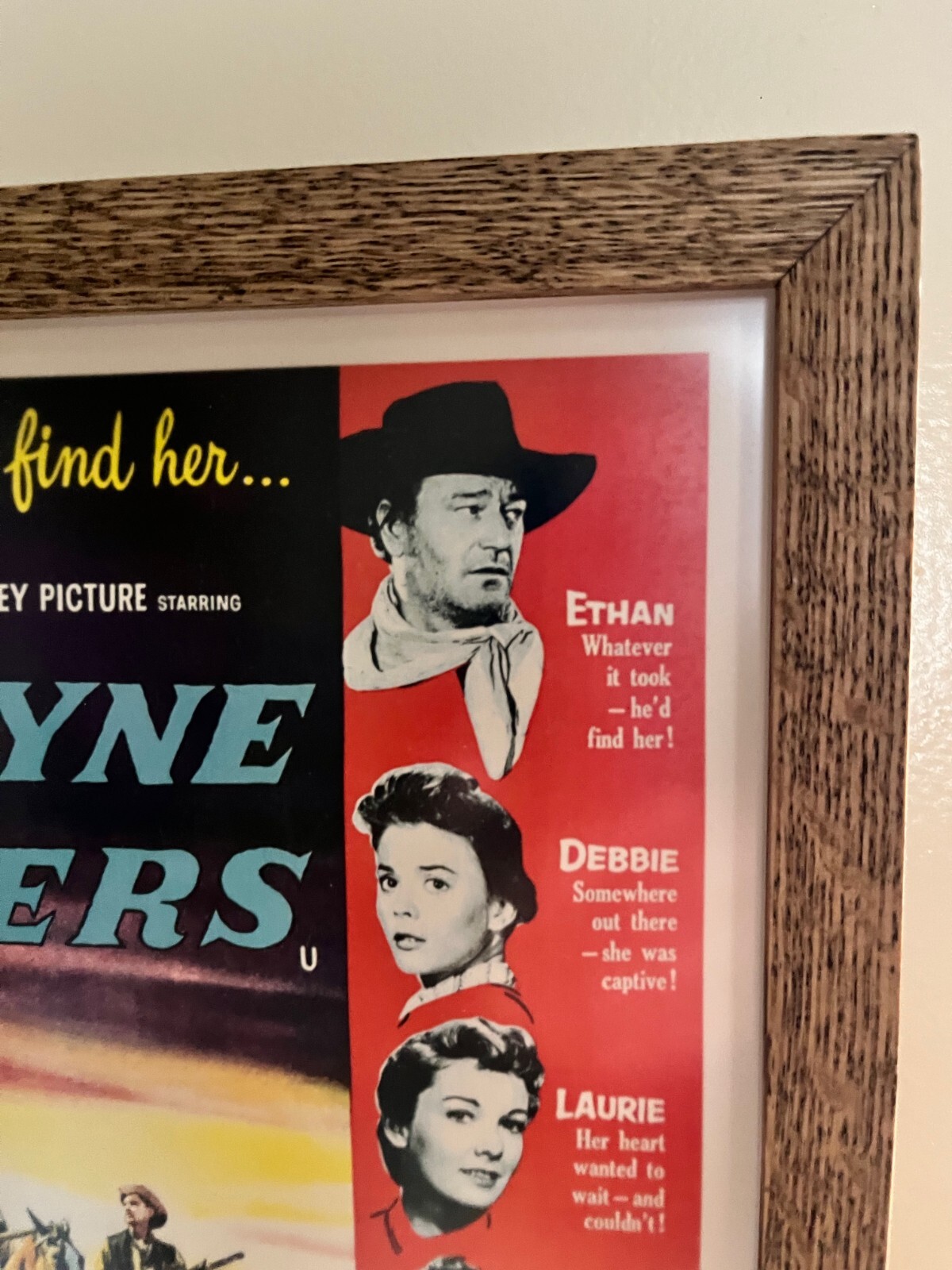 JOHN WAYNE - The Searchers 56 Lobby Card- Beautiful Museum Framed Oak Shadowbox