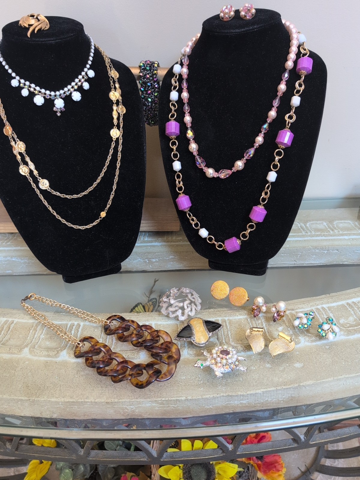 Vintage Lot Brooches, Earrings/Bracelet, Necklace 2 Trifari.   15 PC.