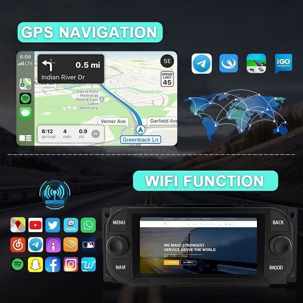 For 2002-2005 Dodge Ram Apple CarPlay Car Radio 8-Core 64GB Android 15 GPS WIFI