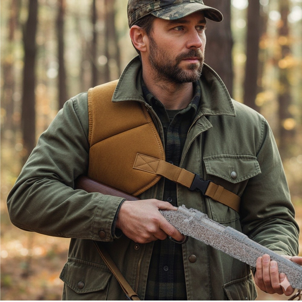 Shooting Hunting Recoil Shoulder Protective Pad Vest Adjustable Left / Right