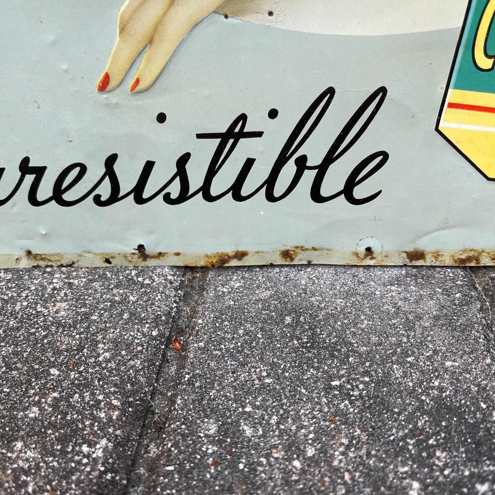 RARE 1940's Lucky Strike Cigarettes Pin Up Embossed Tin Tacker Metal Sign