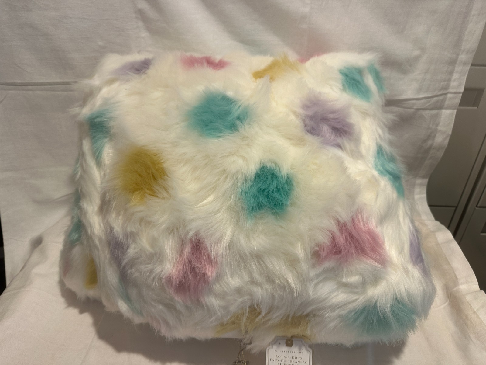 Pottery Barn Teen Lots A Dots Faux Fur Beanbag Slip Cover Large NEW SOLDOUT NLA