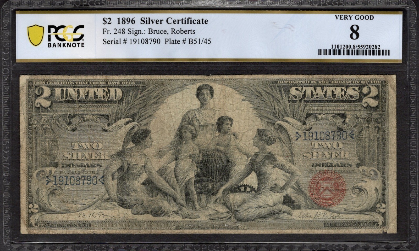 1896 $2 Silver Certificate Educational Note PCGS 8 Fr.248 Item #55920282