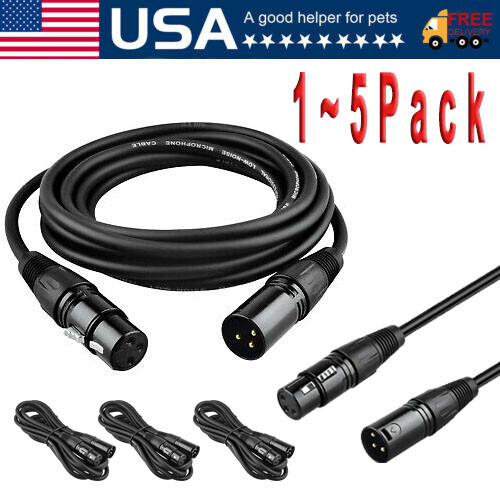 XLR Male to Female Microphone Cable Balanced 3 Pin Mic Connector Extension Cord