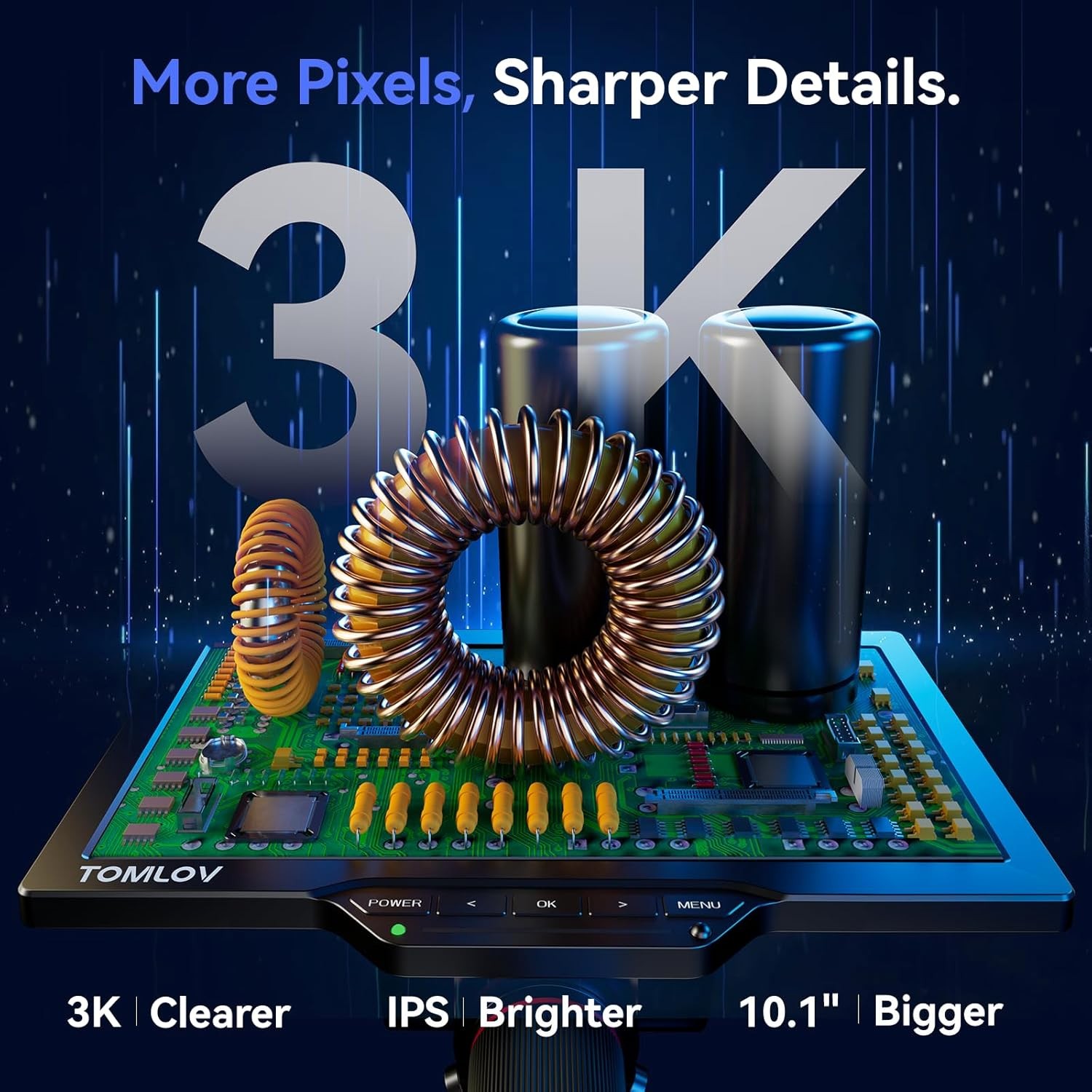 TOMLOV 3D Digital Soldering Microscope 38MP 2000X Coin Microscope Flex Arm 3K