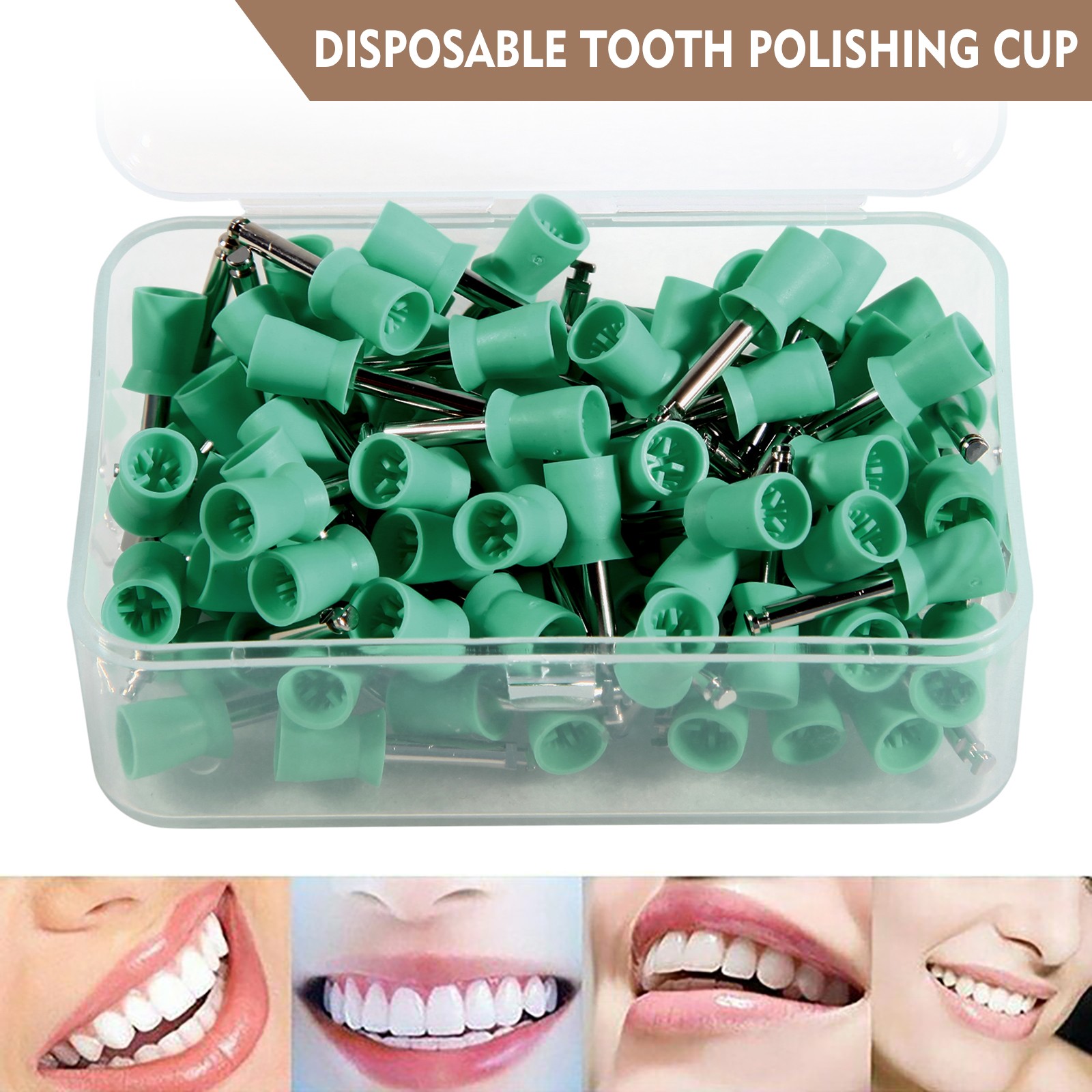 Dental Latch type Prophy Polishing Cups Polisher Rubber Polish Brushes green ad