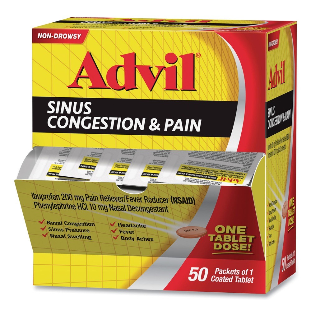 Advil BXAVSCP50BX Sinus Congestion and Pain Relief (50/Box) New