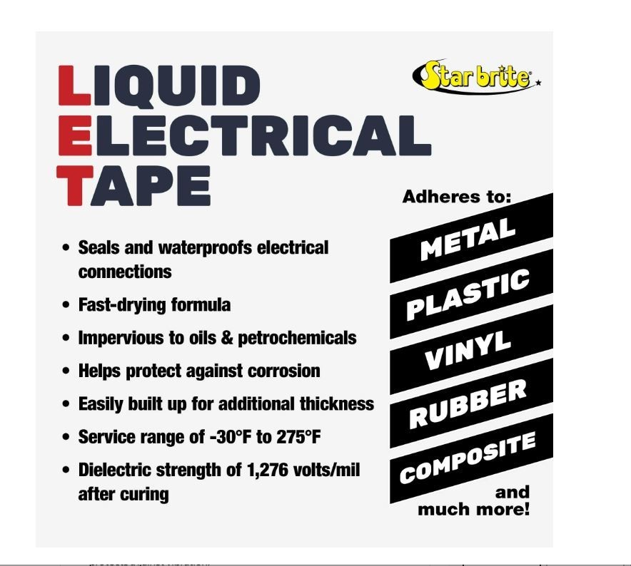 STAR BRITE Liquid Electrical Tape with Applicator Brush Cap Black4 OZ.