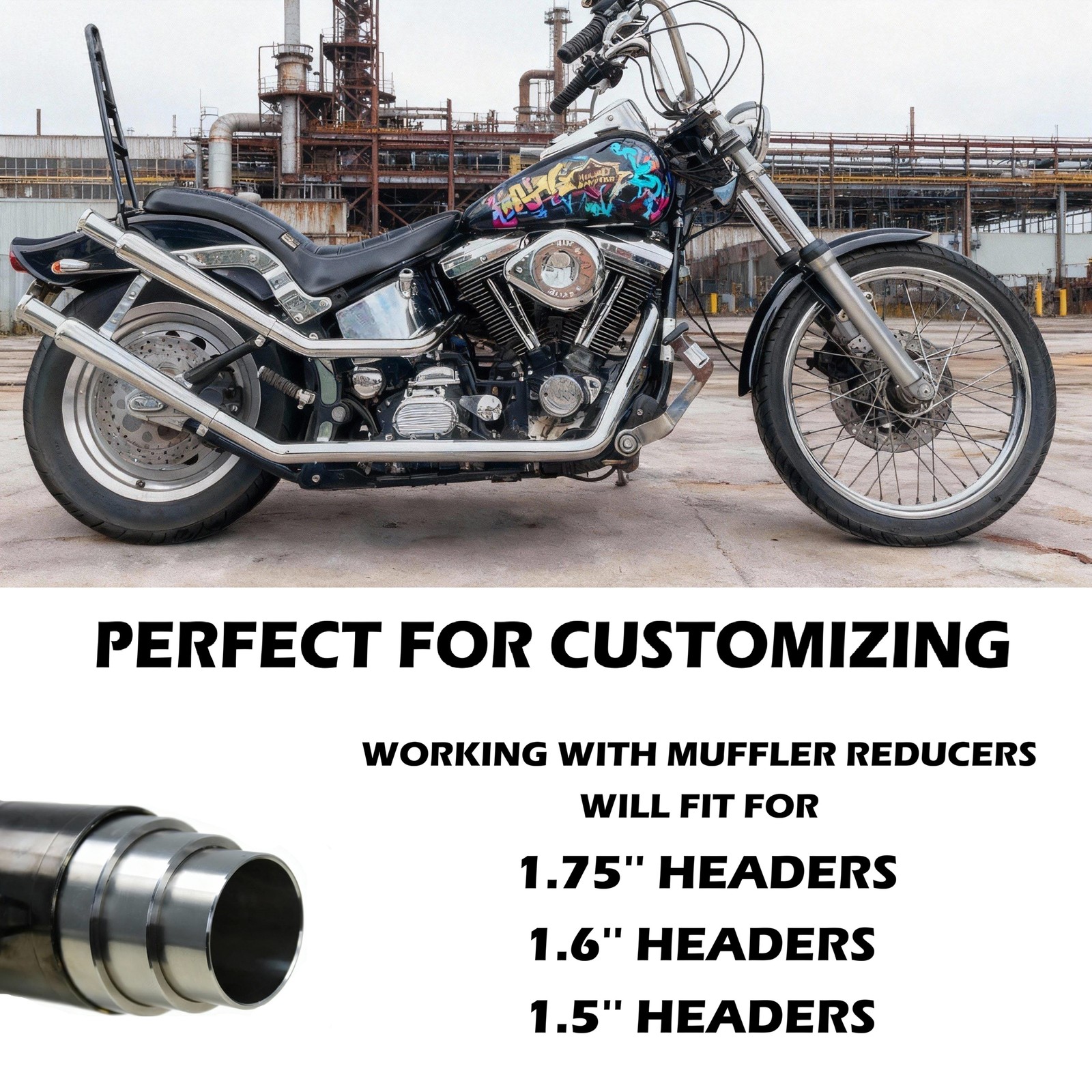 Upswept Front Exhaust Pipe Set for Shovelhead 1970-1984 Custom & Slip on
