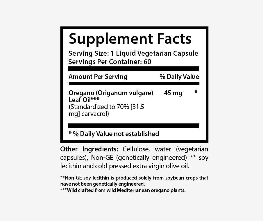 OREGANO OIL, WILD MEDITERRANEAN (2 BOTTLES, 120 CAPSULES) FREE SHIPPING