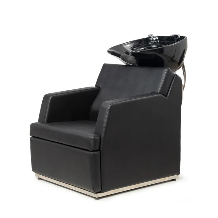 Professional Salon Shampoo Chair with Tilting Porcelain Bowl, Rubber Neck Rest