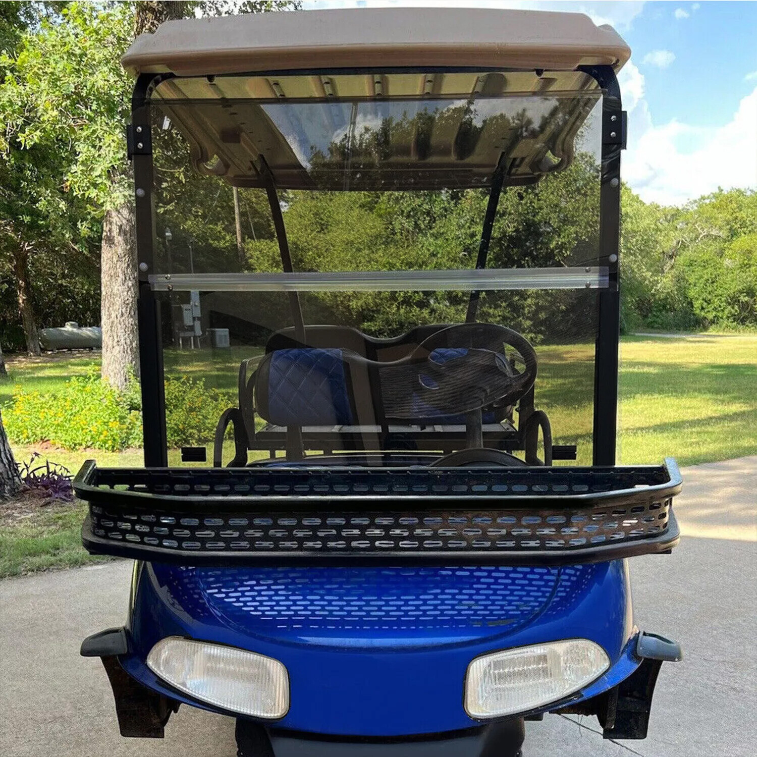 Golf Cart Tinted Polycarbonate Folding Windshield Windscreen For EZGO RXV 08-UP