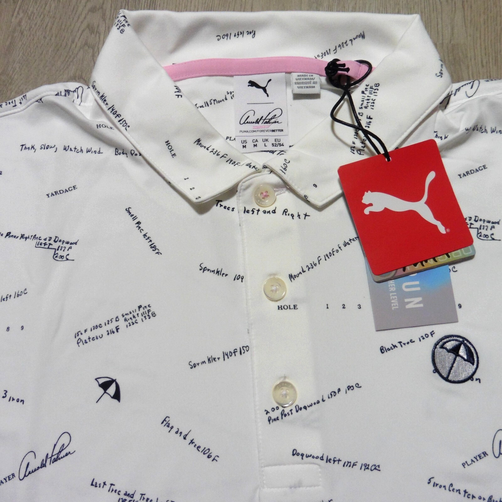 PUMA Arnold Palmer AP Scorecard Men's Golf Polo Shirt M White