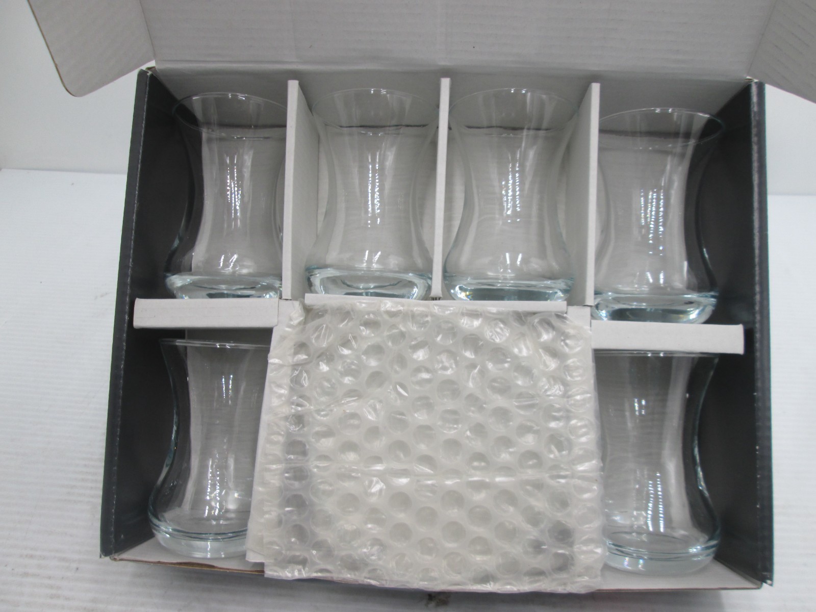 Turkish Tea Glass 12 pc Set Slim Waist Design Thick Sole