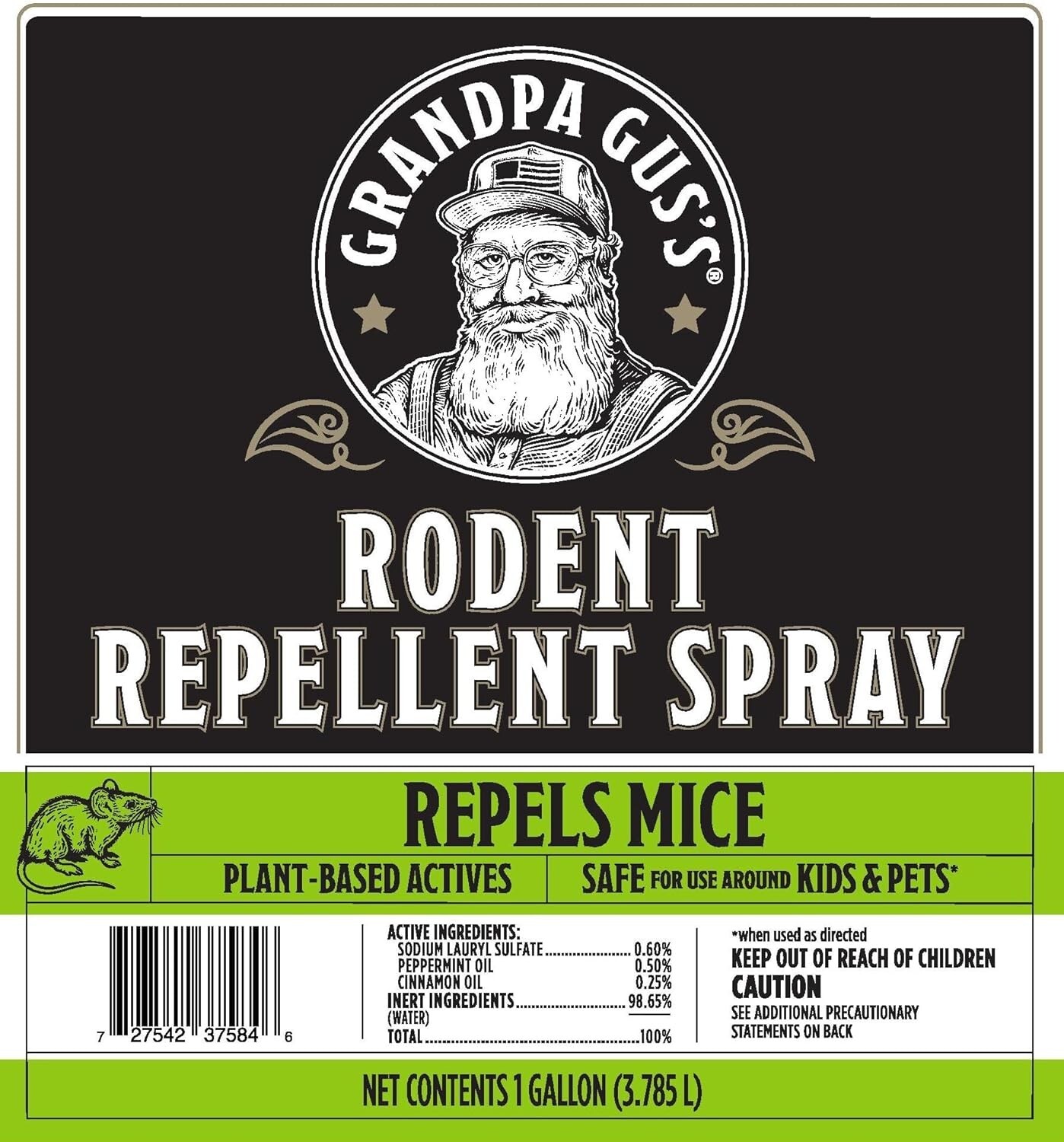 GRANDPA GUS'S Mouse Rodent Repellent, Peppermint & Cinnamon Oil Formula, 1 gal.