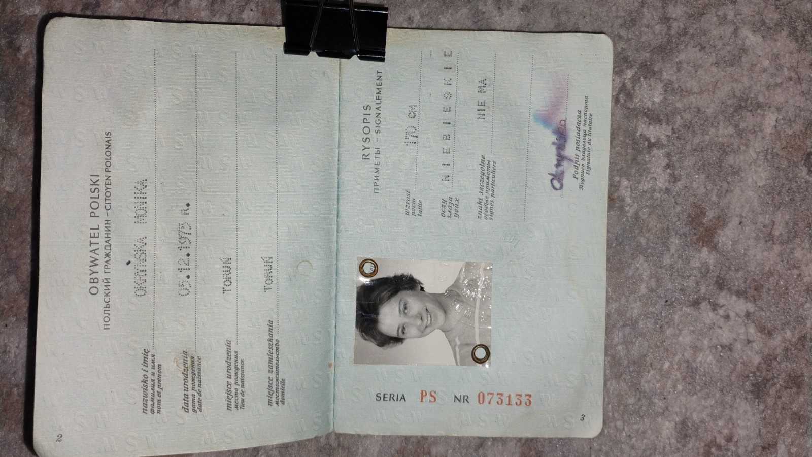 VINTAGE PASSPORT POLAND 1989 TRAVEL TEEN 14 Y.O