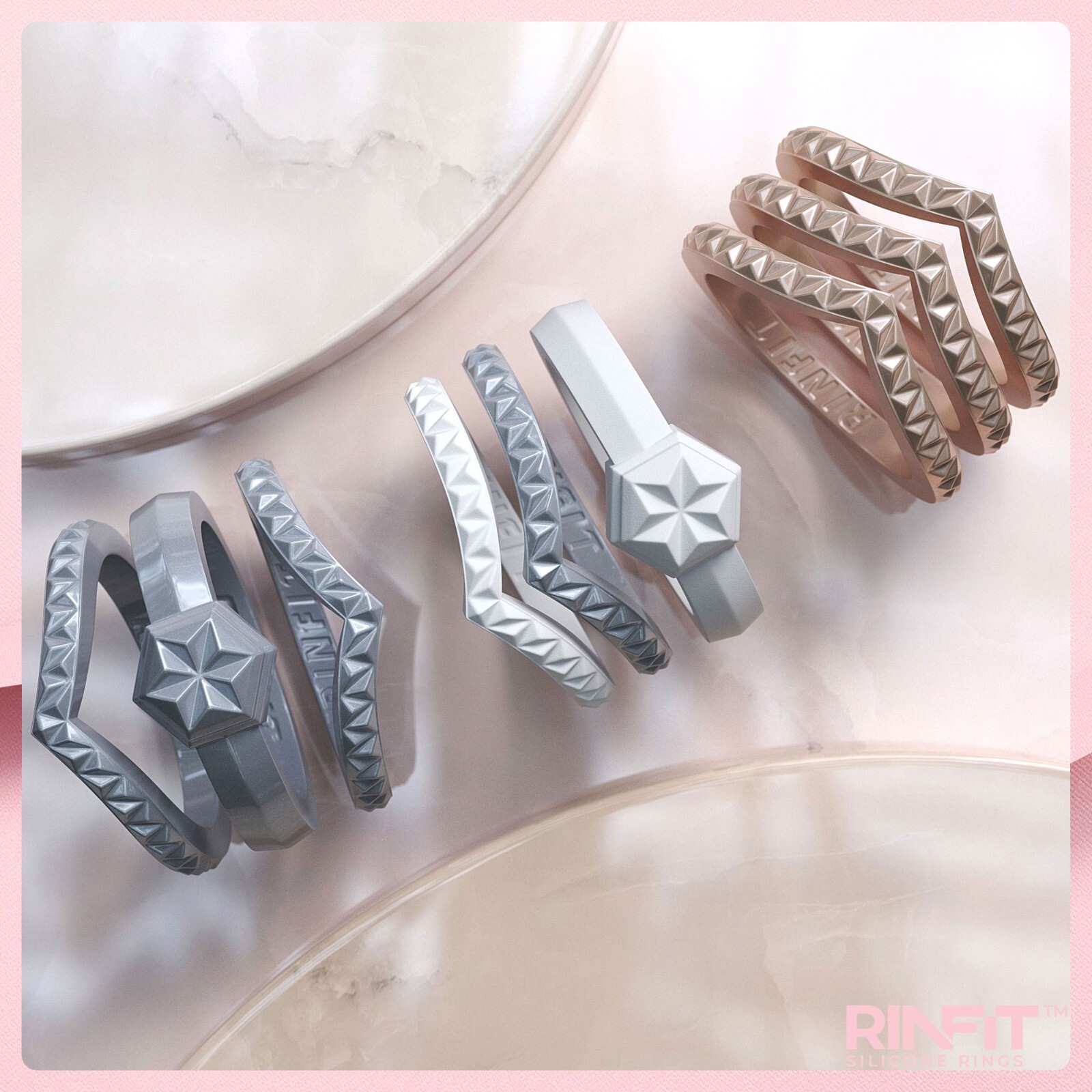 Stackable Couture Silicone Wedding Ring | Soft&Durable Band for Women by Rinfit