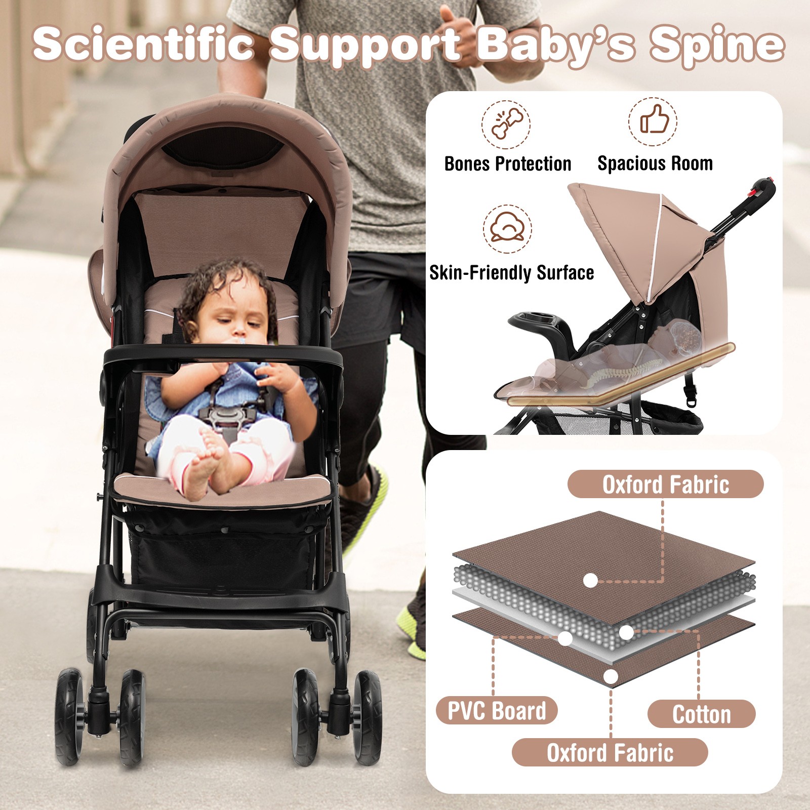 Foldable Lightweight Baby Stroller Kids Travel Pushchair 5-Point Safety System