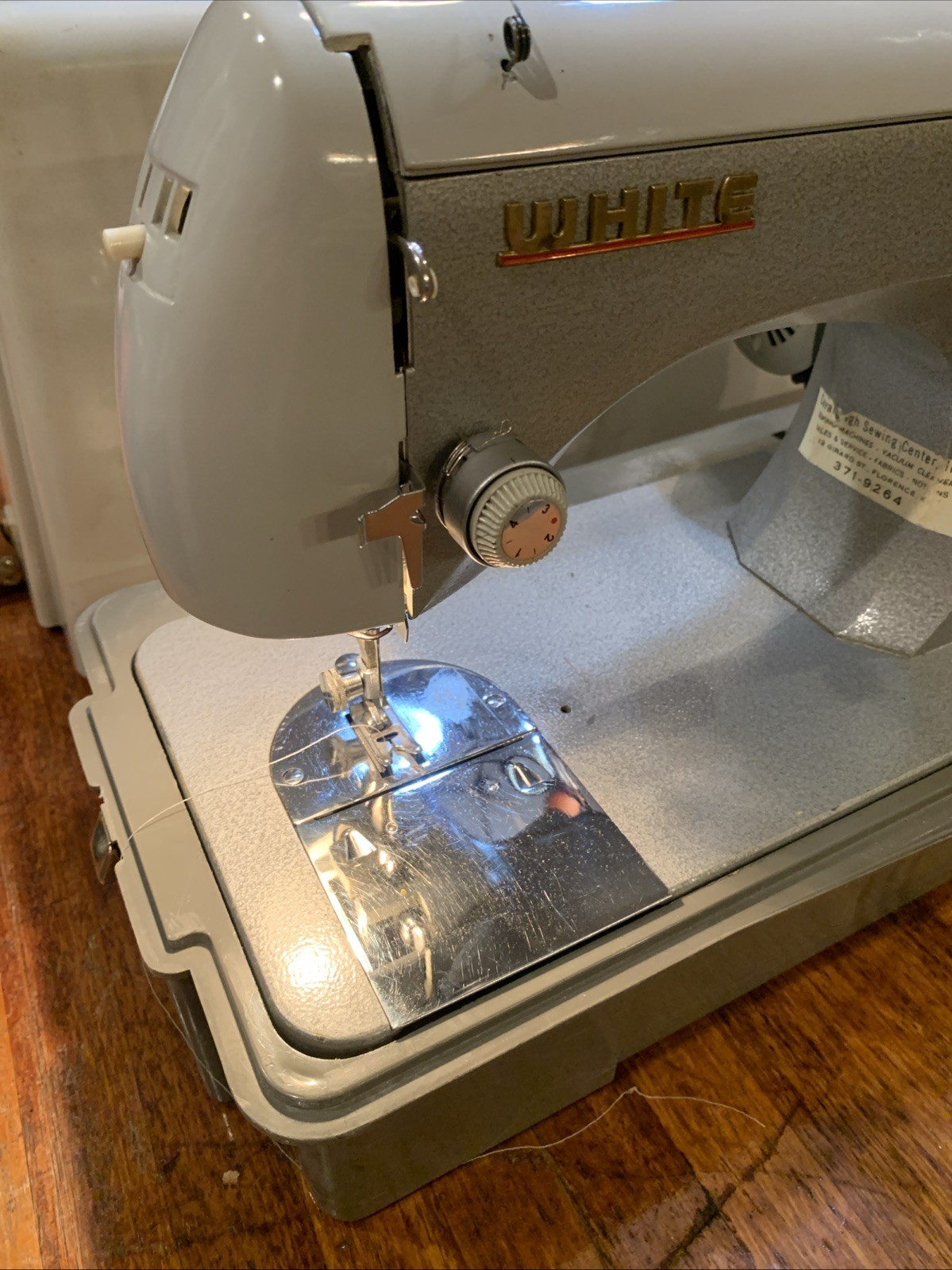 Vintage WHITE Gaiety Sewing Machine Model 703 with Pedal And Cover *Read