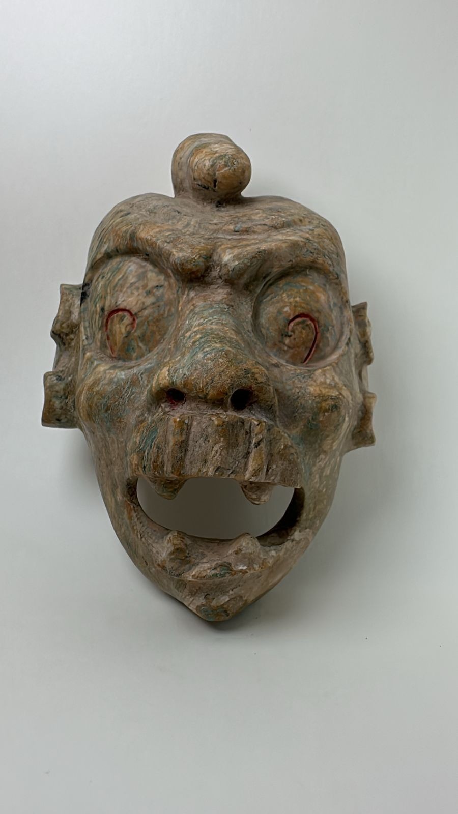 Precolumbian Mayan Stone Chacc God Face Pectoral Pendant 700 AD 1200 AD