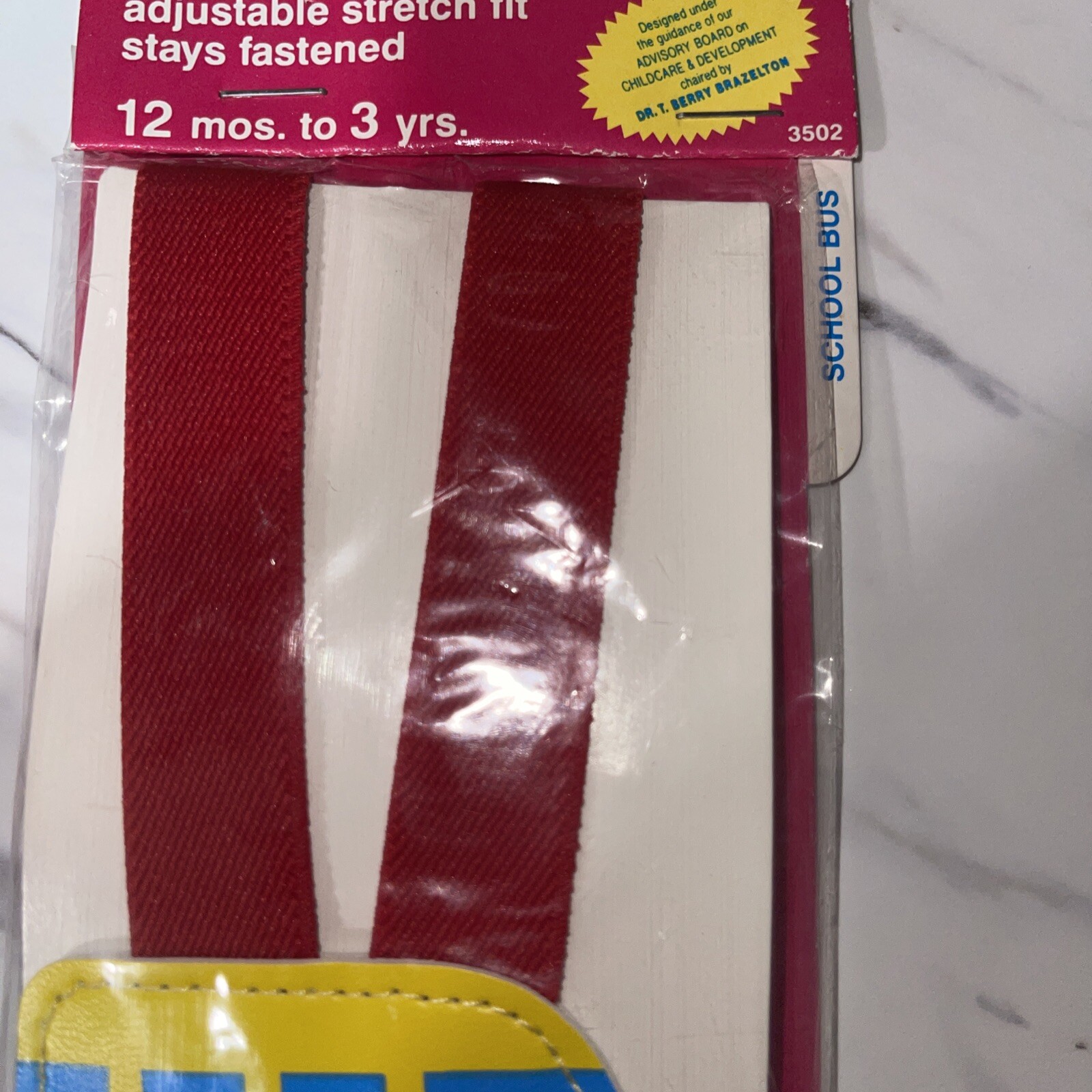 Vintage 1990 The First Years Toddler School Bus Suspenders 12 Months to 3 Years