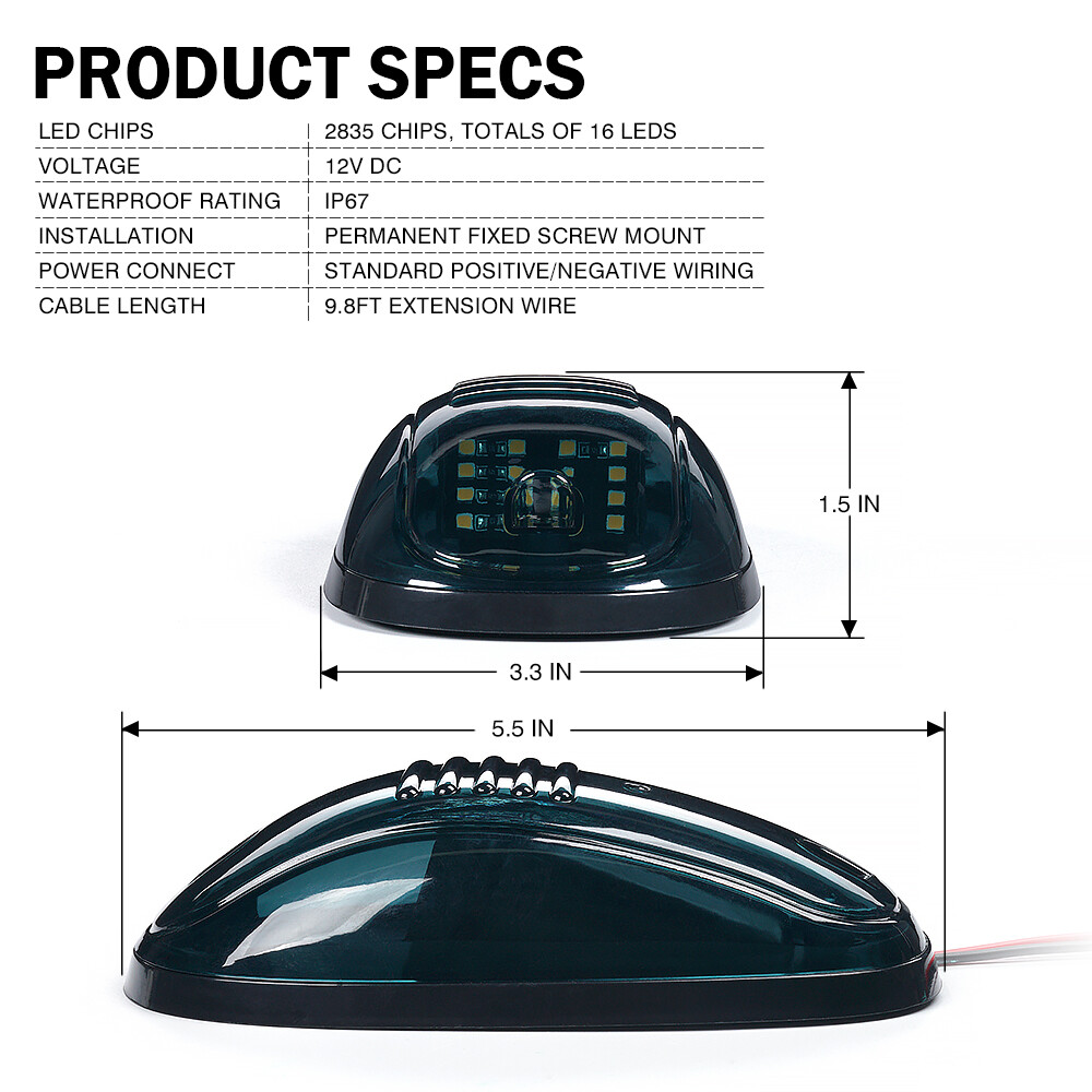 5PCS White Cab Roof Marker Running Light For 2003-2018 Dodge Ram 1500 2500 3500