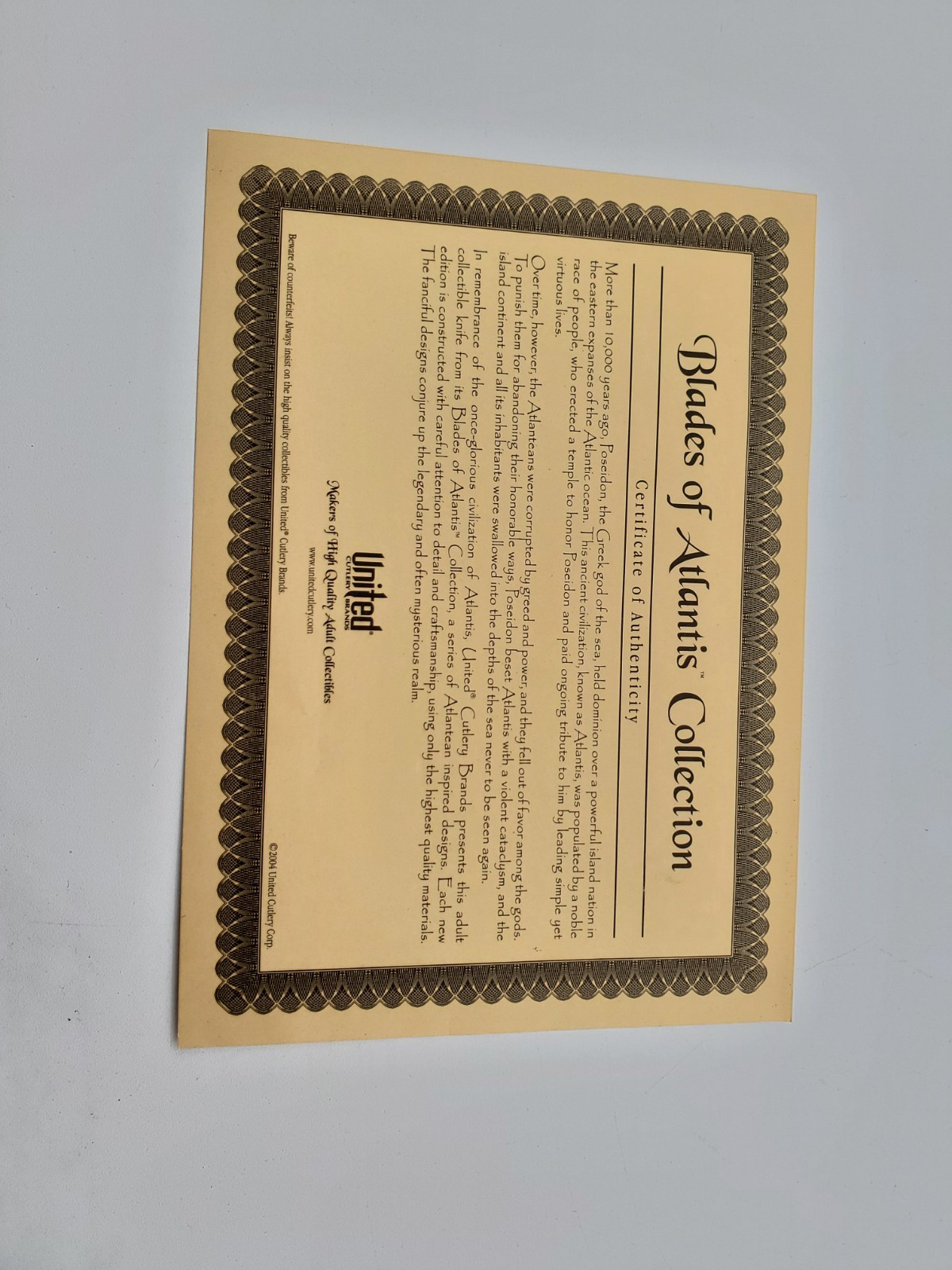 United Cutlery UC1404 Blades of Atlantis Triton's Blade With Stand And Box