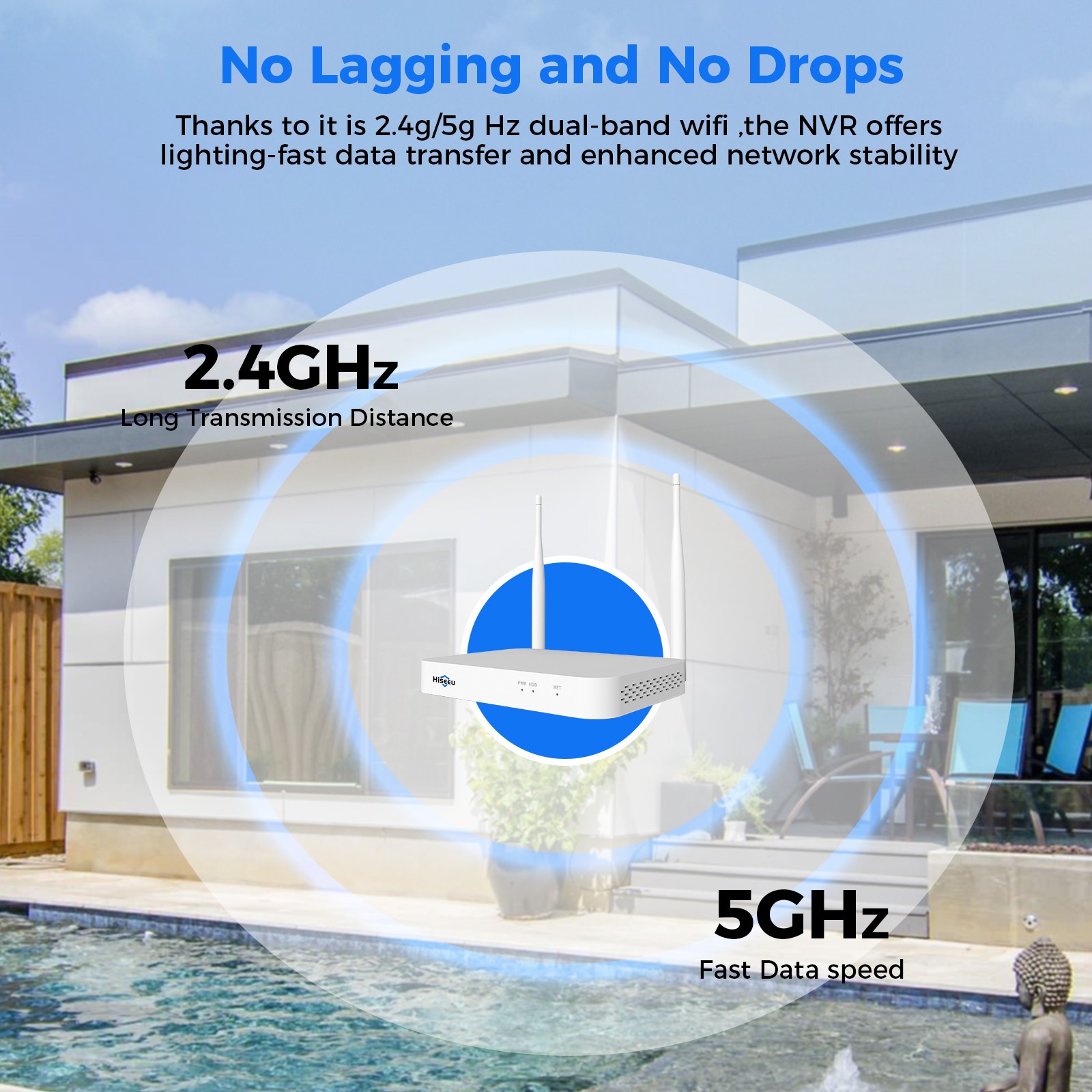 Hiseeu 10CH Solar Battery Powered 4MP Wireless Security Camera System 2Way Audio