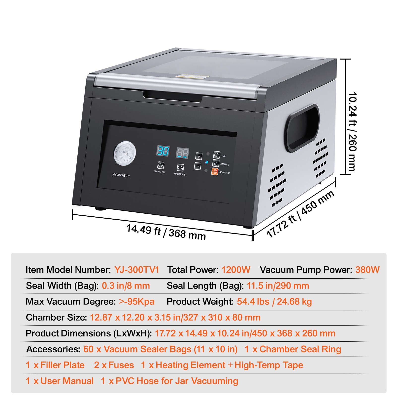 Uimoso Commercial Chamber Vacuum Sealer Machine for Food Packaging, 380W