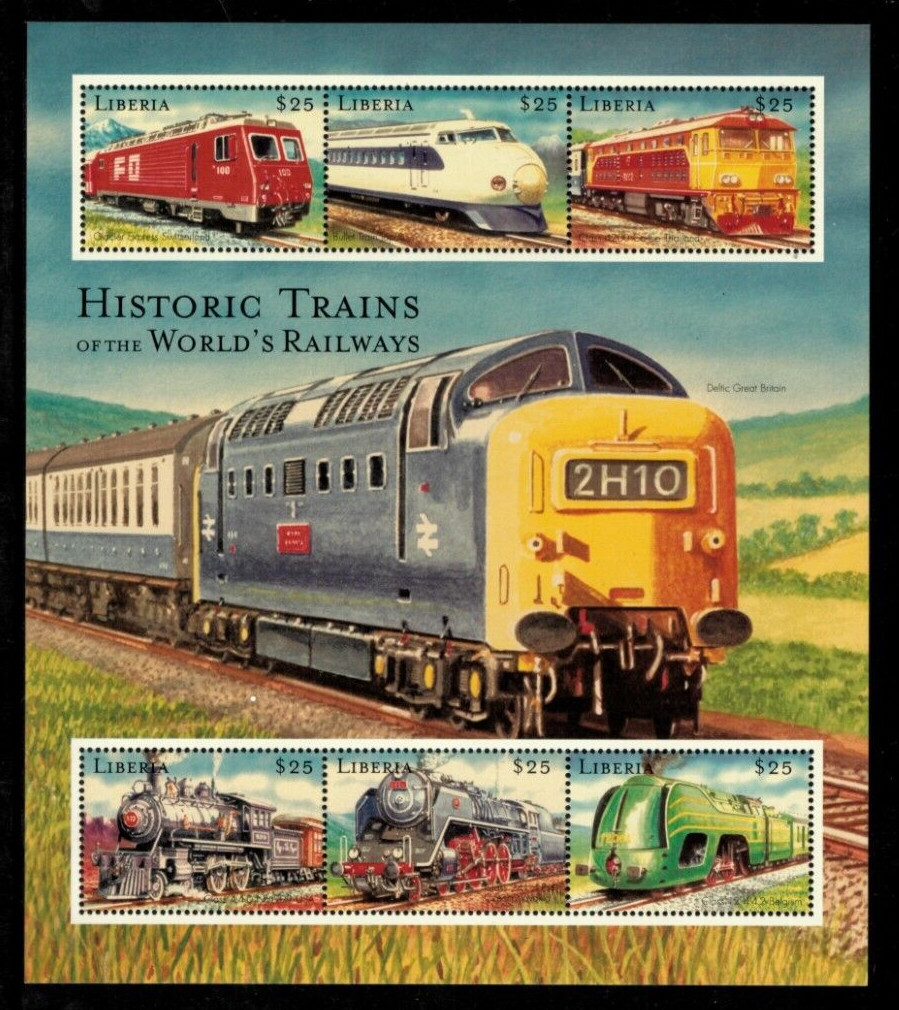 Liberia 2002 - Historic Trains - World Railways - Sheets of 6 Stamps - MNH