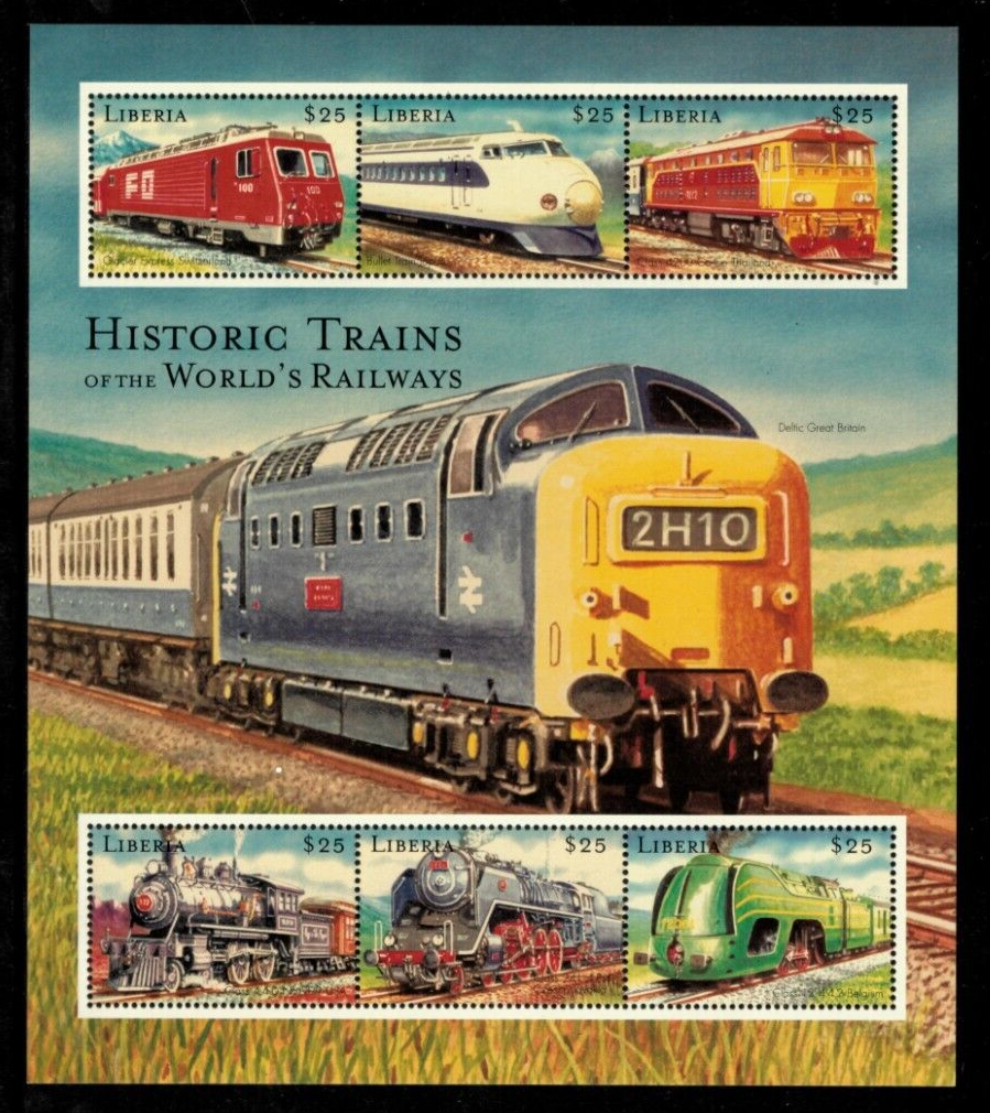 Liberia 2002 - Historic Trains - World Railways - Sheets of 6 Stamps - MNH