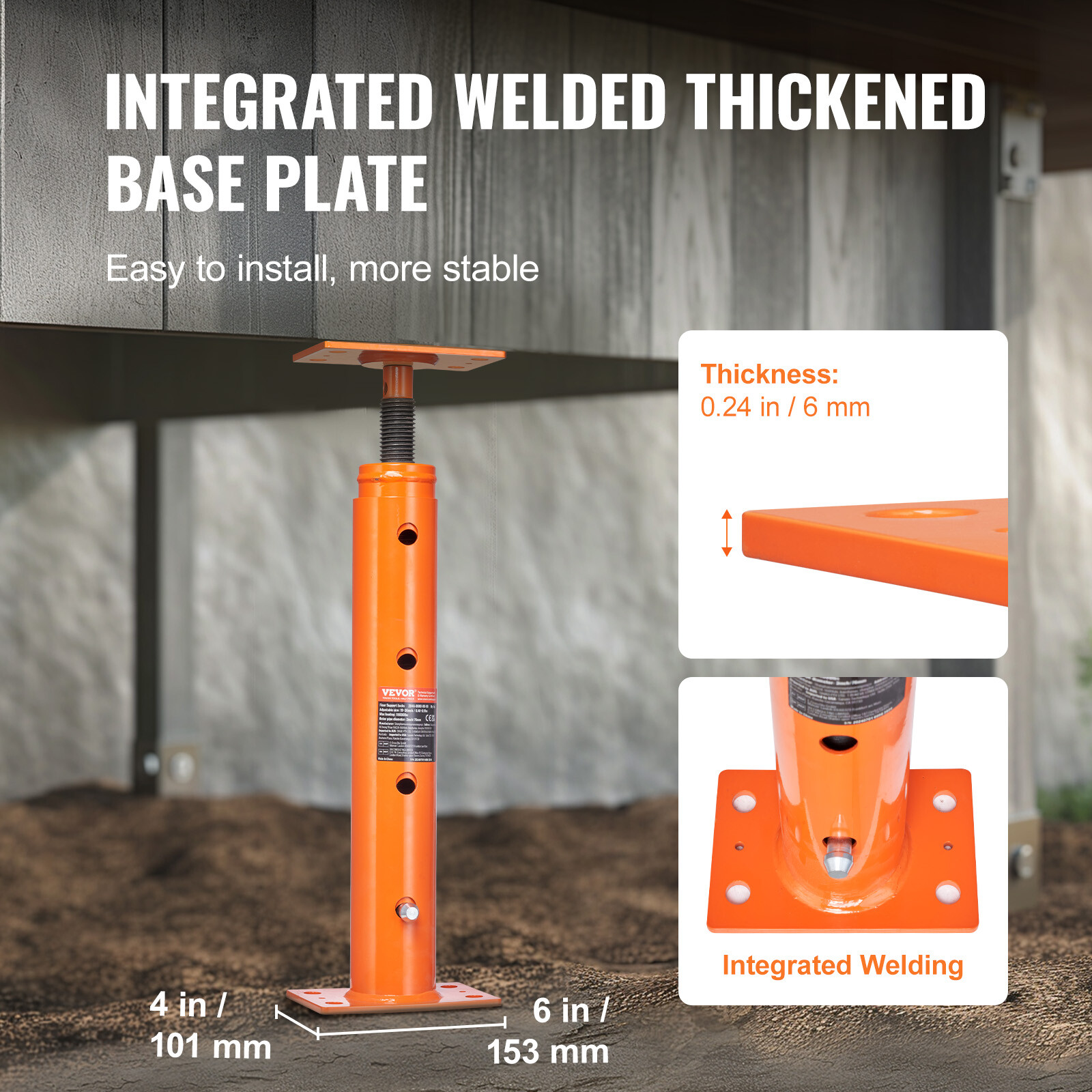 VEVOR Adjustable Floor Jack Post House Floor Leveling Lift 19"-36" Height Range