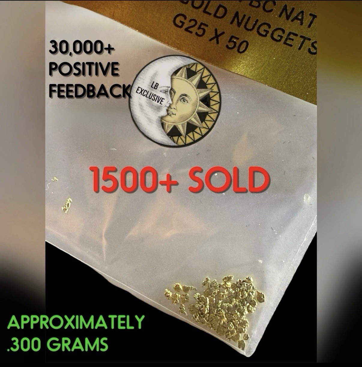 50 PIECE LOT ALASKAN YUKON BC NATURAL PURE GOLD NUGGETS (#L250)