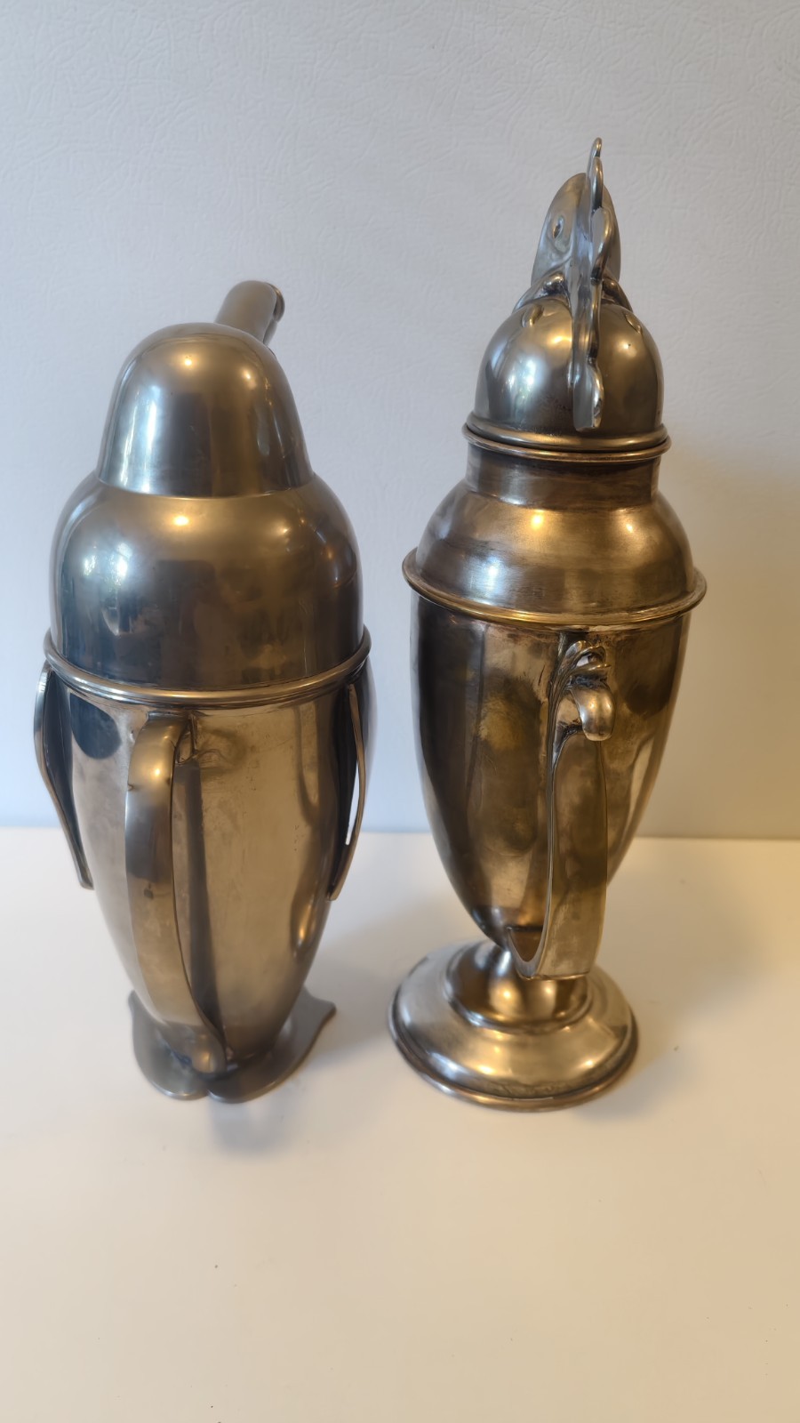 2 of Restoration Hardware Silver Penguin & Rooster Cocktail Shaker Set Vintage