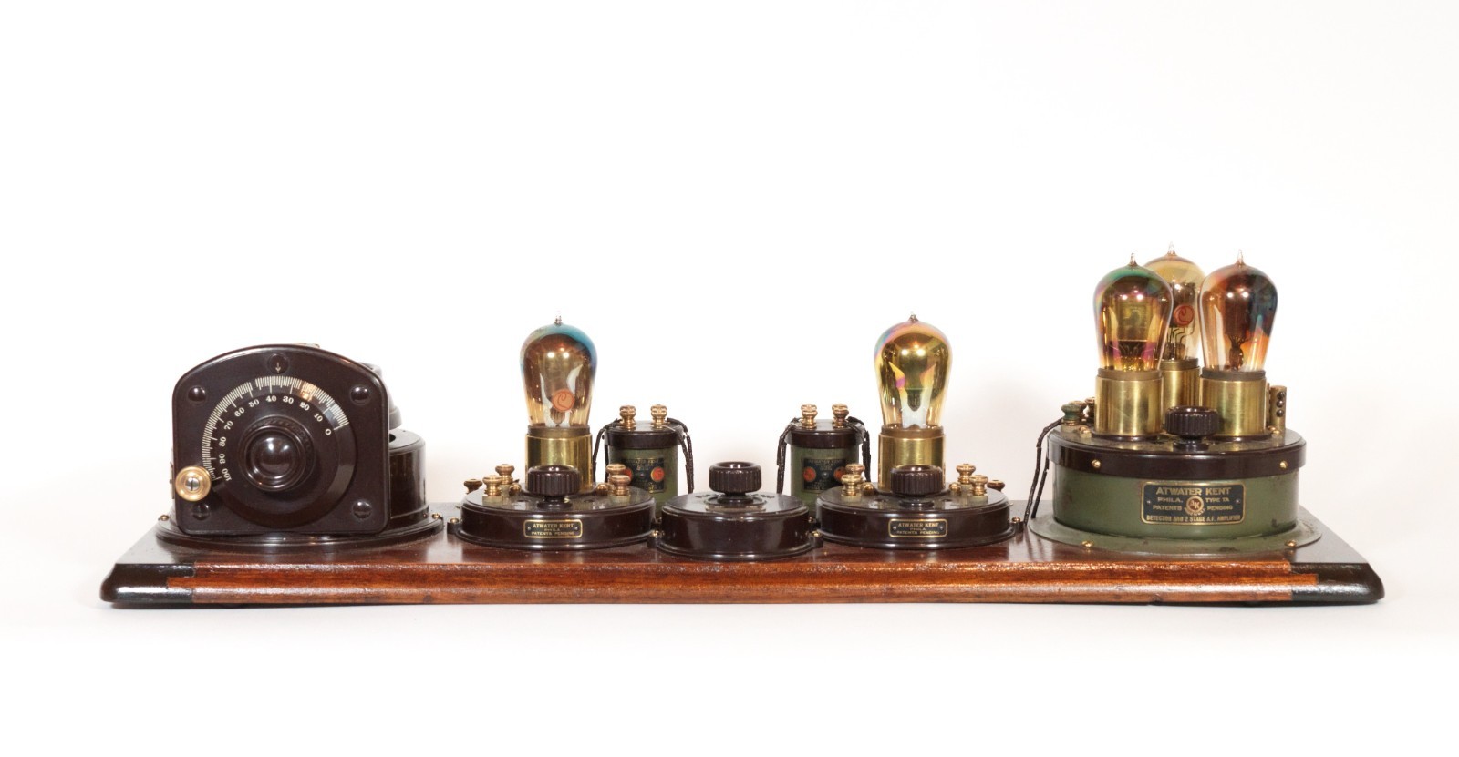 Stunning 1923 Atwater Kent Model 7 Breadboard Radio w/BBT Rainbow Tubes * Works