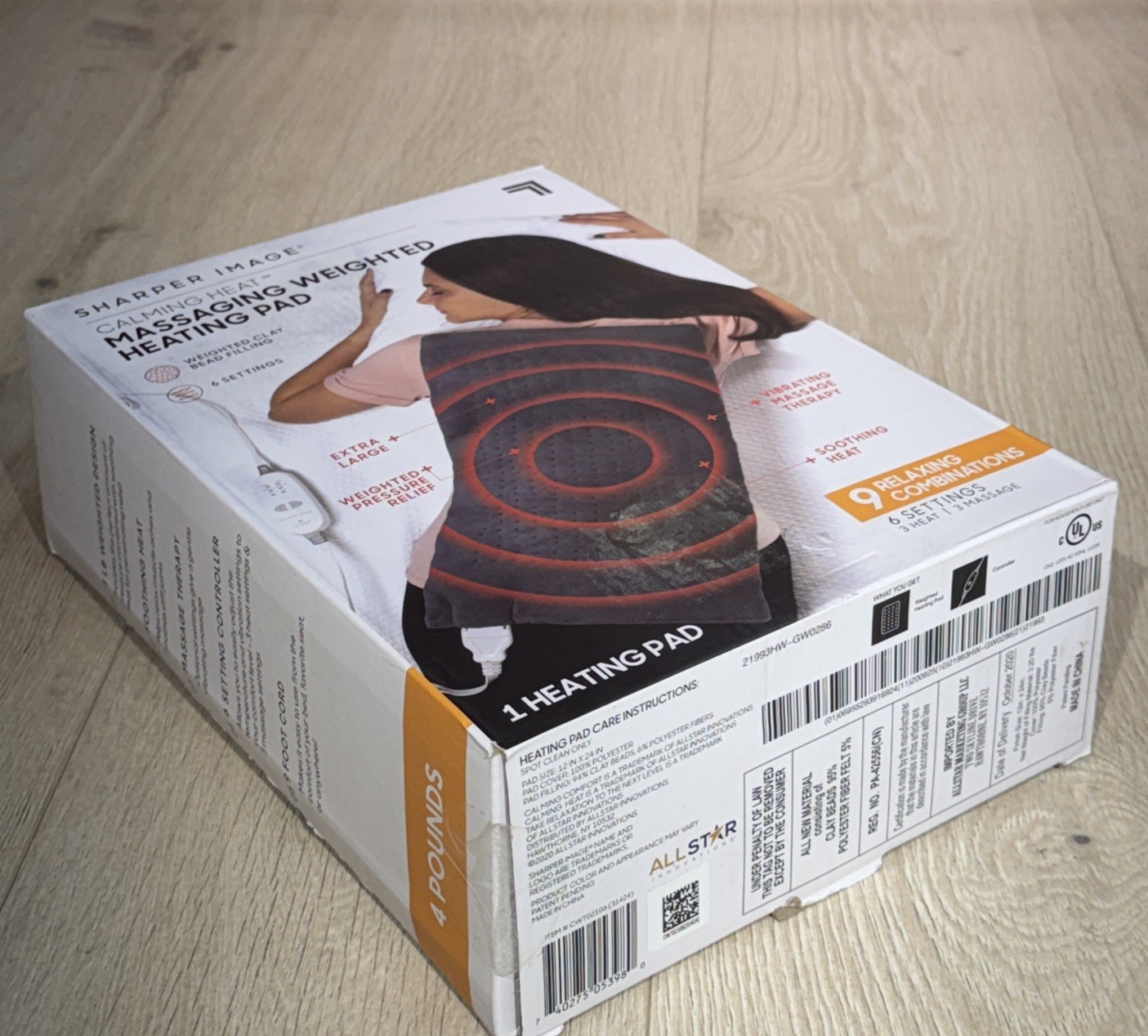 Sharper Image Calming Heat Massaging Weighted Heating Pad 24" x 12", 4 lbs