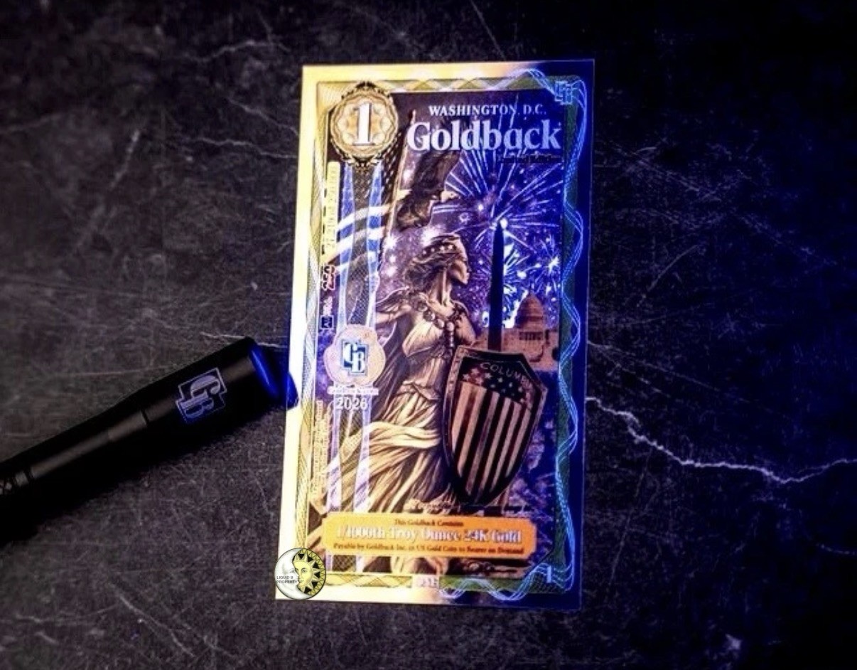 1 WASHINGTON DC GOLDBACK AURUM 24K GOLD 1/1000 OZ BU + GB SLEEVE 🔥