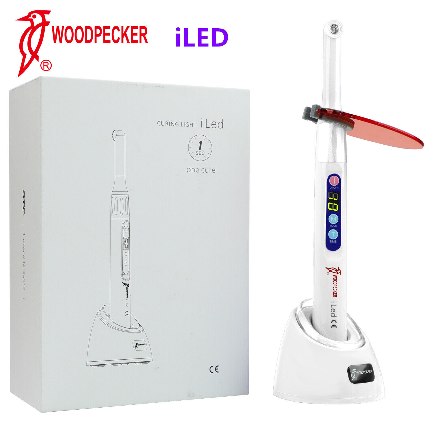 100% Genuine Woodpecker iLED Dental Curing Light Lamp 1 Sec Resin Cure 2500mw/c㎡