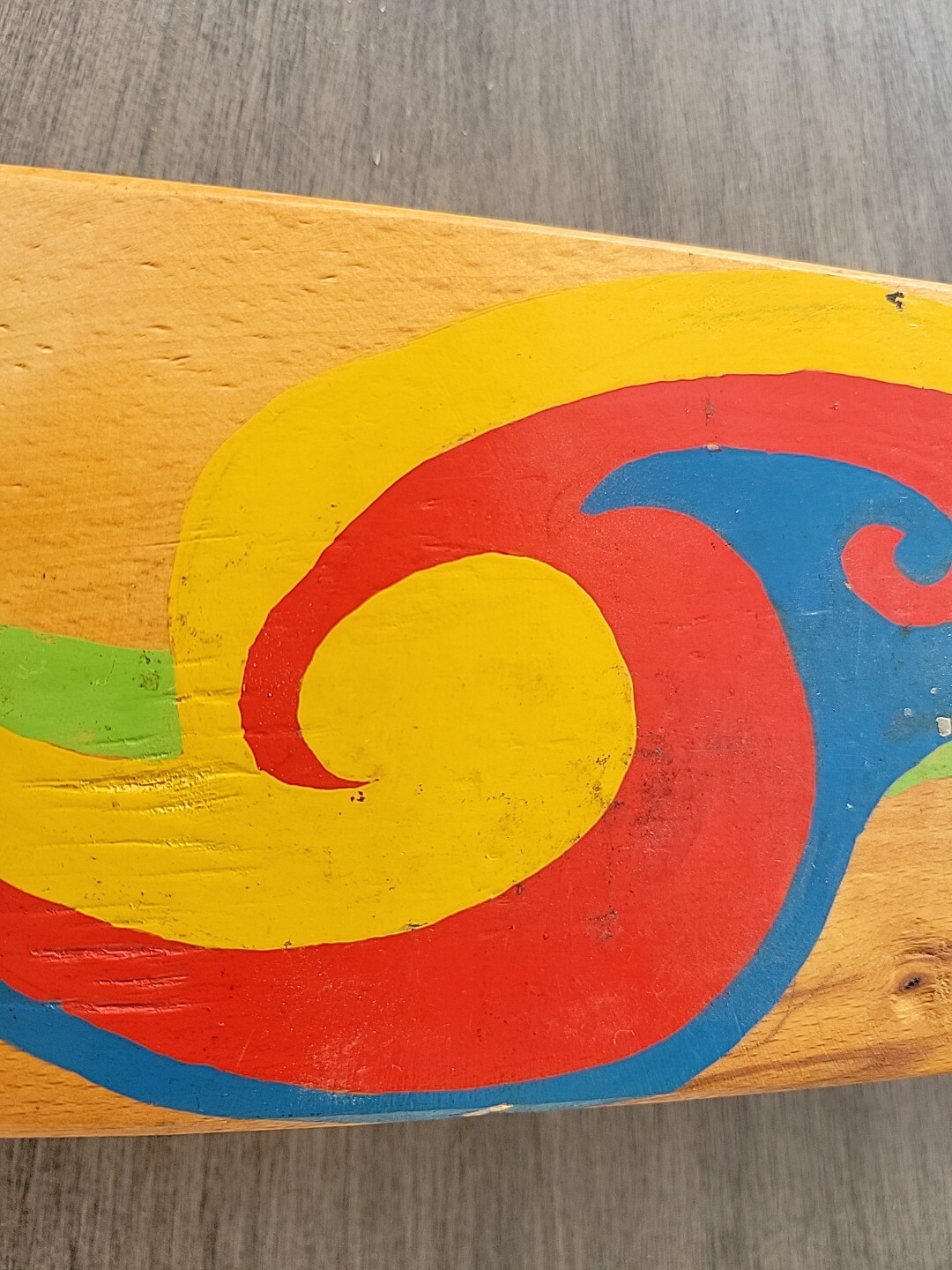 Vtg Folk Art Wooden Tole Grain Flour Scoop Painted Primitive Farm Core READ