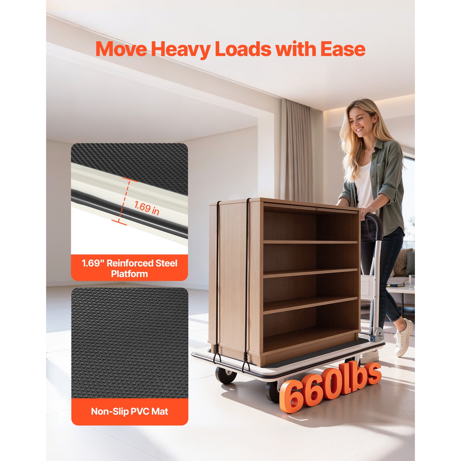 Uimoso Foldable Push Cart Dolly 660 lbs Capacity Folding Hand Truck with Wheels