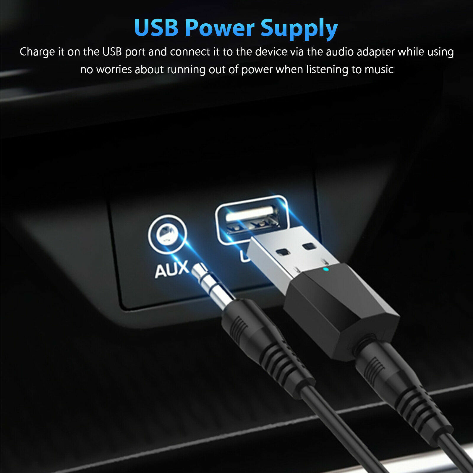 5.0 Audio Receiver Wireless Bluetooth 3.5mm AUX To USB Car Stereo Music Adapter