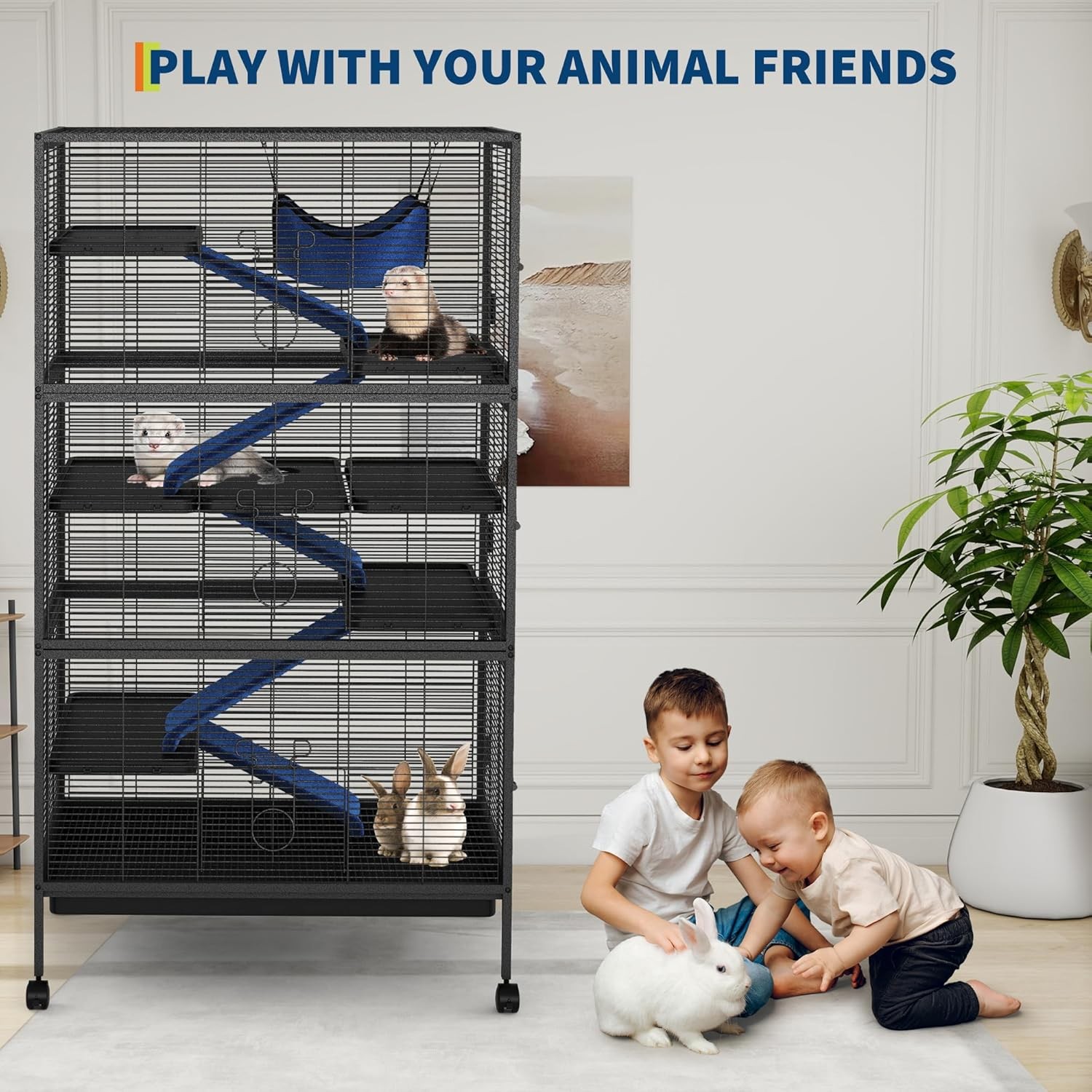 50" 6-Floor Critter Nation Cage Ferret Cage Chinchilla Rat Mice Squirrel Rabbit