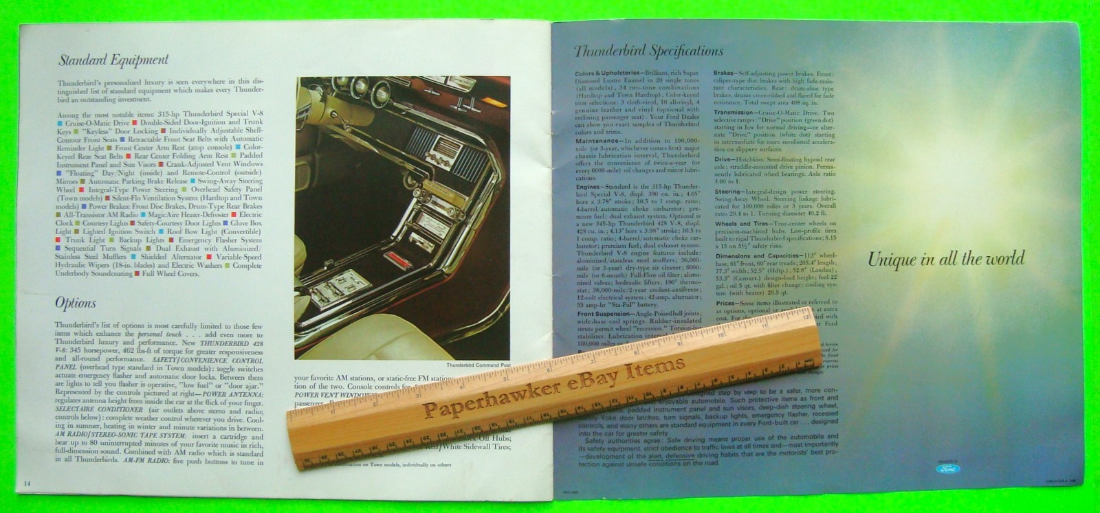 1966 FORD THUNDERBIRD HUGE PRESTIGE 16-p COLOR CATALOG Brochure CONVERTIBLE vg++
