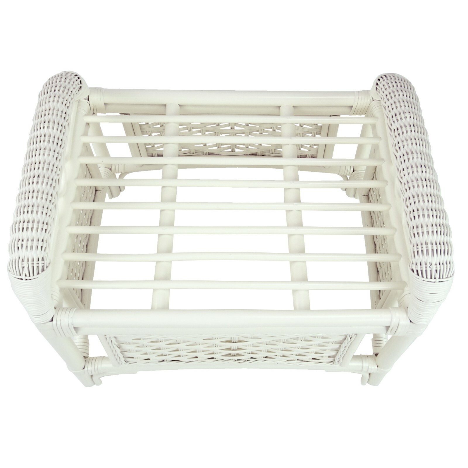 Natural Rattan Wicker ECO Handmade Alexa Ottoman Footstool White w/Cushion