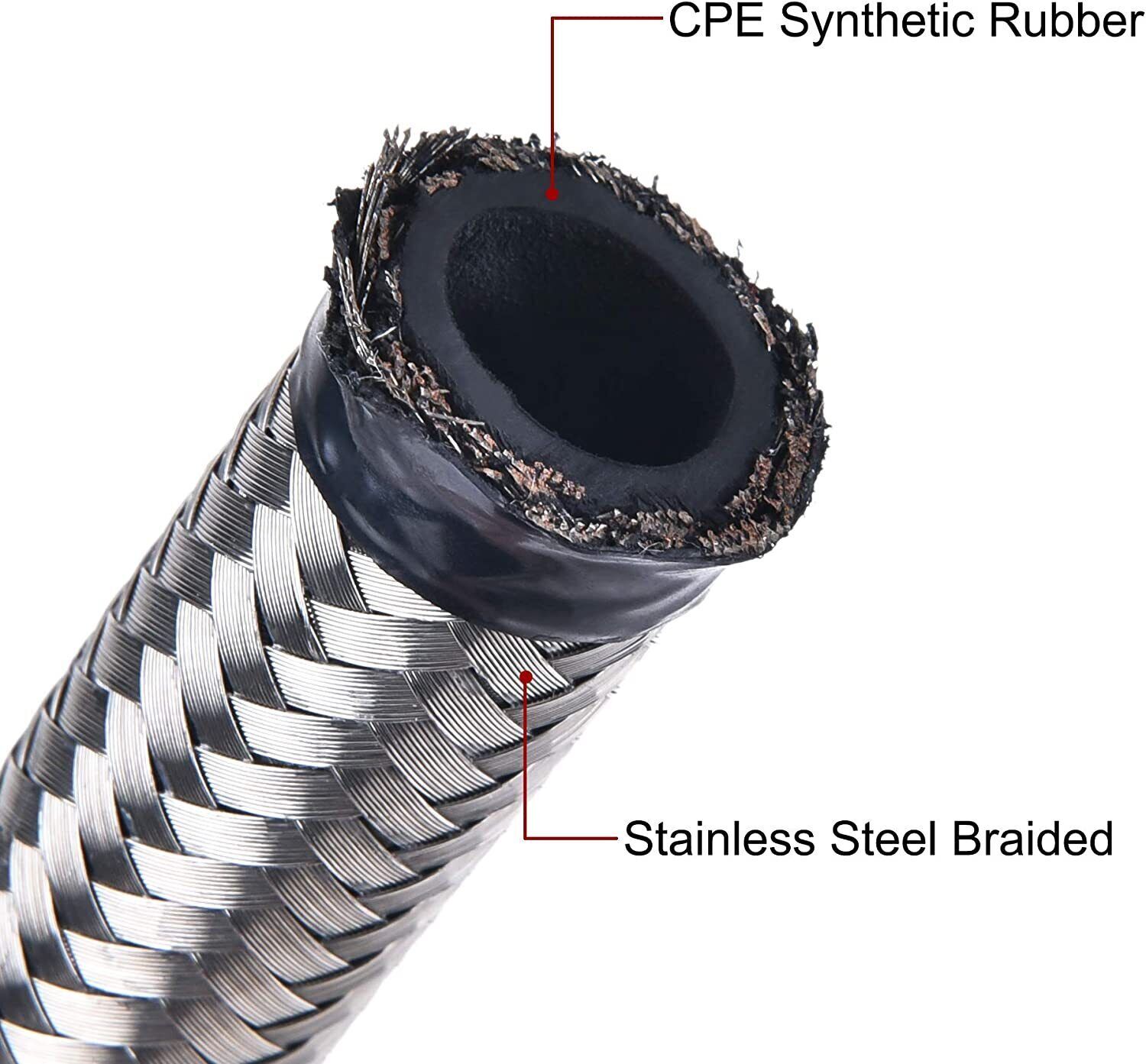 4AN/6AN/8AN/10AN/12AN Stainless Steel Braided CPE Fuel/Oil/Gas Hose Line Silver