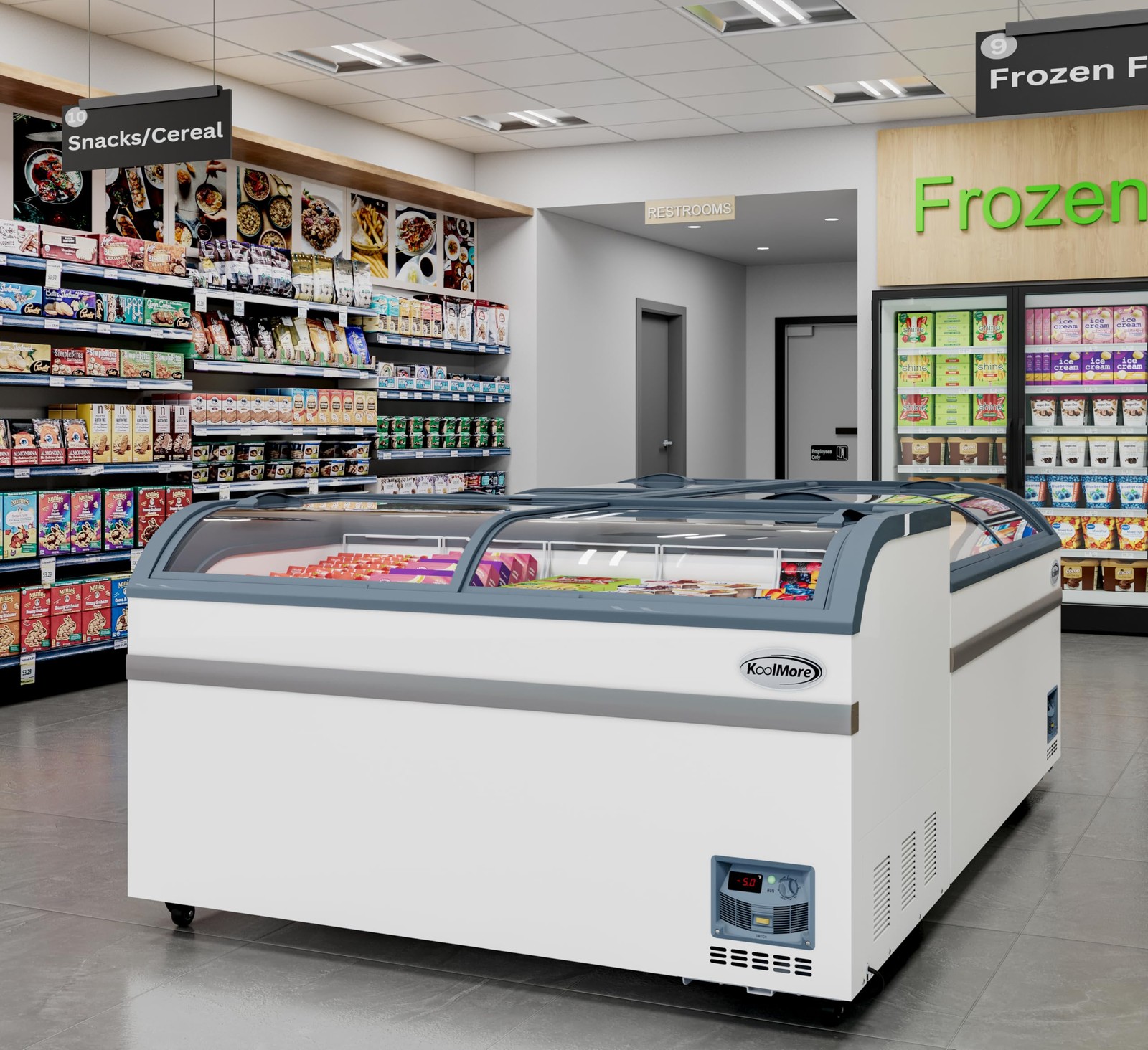 KoolMore 58-inch Manual Defrost Island 14 cu. ft. in White, ETL (KM-ISCF-58MD)